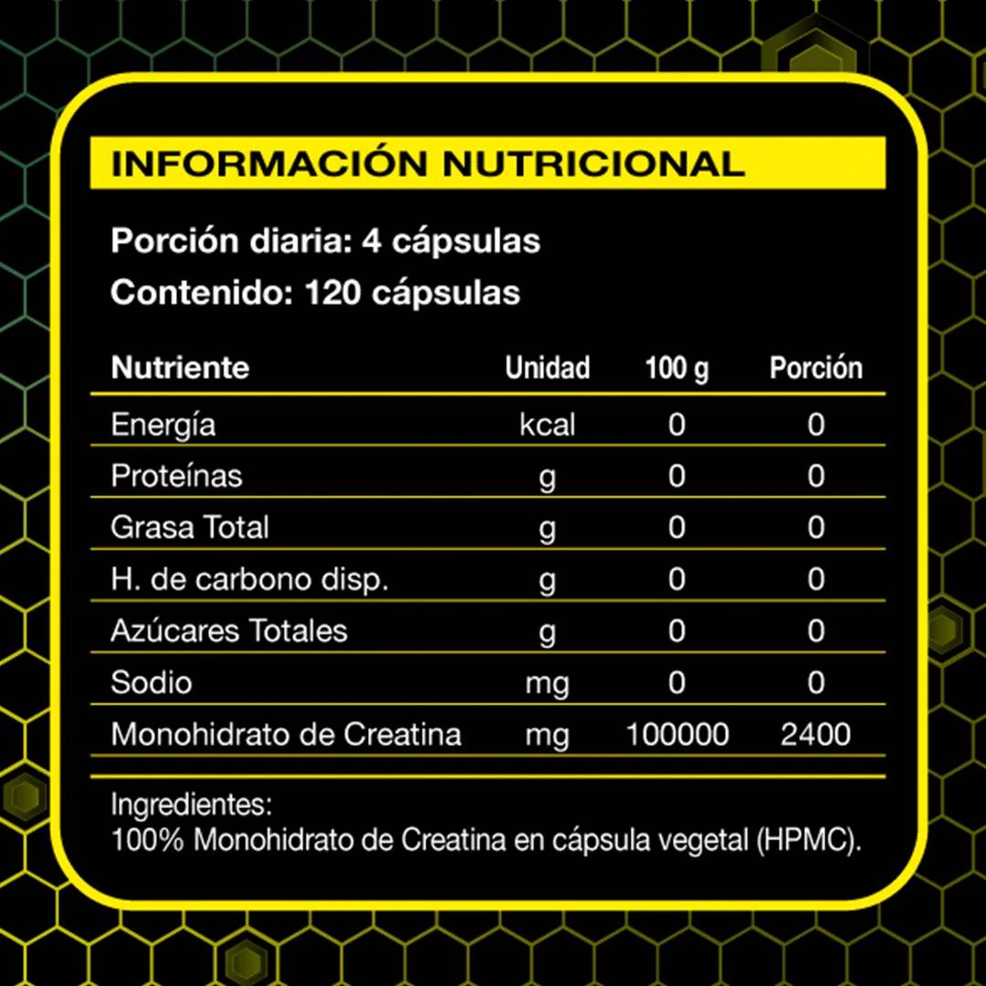 Creatina Monohidratada<br><span style="font-size:14px"> 100% Pura - Cápsulas</span><br><span style="font-size:12px">2400 MG - 120 cápsulas Vegetales<br>Suplemento Alimenticio</span> - Imagen 2